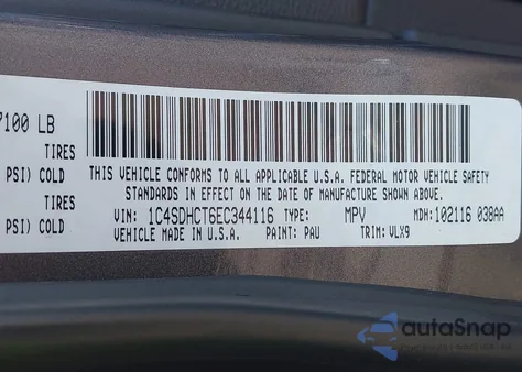 2014 Dodge Durango R/T из США, поврежденный, VIN 1C4SDHCT6EC344116